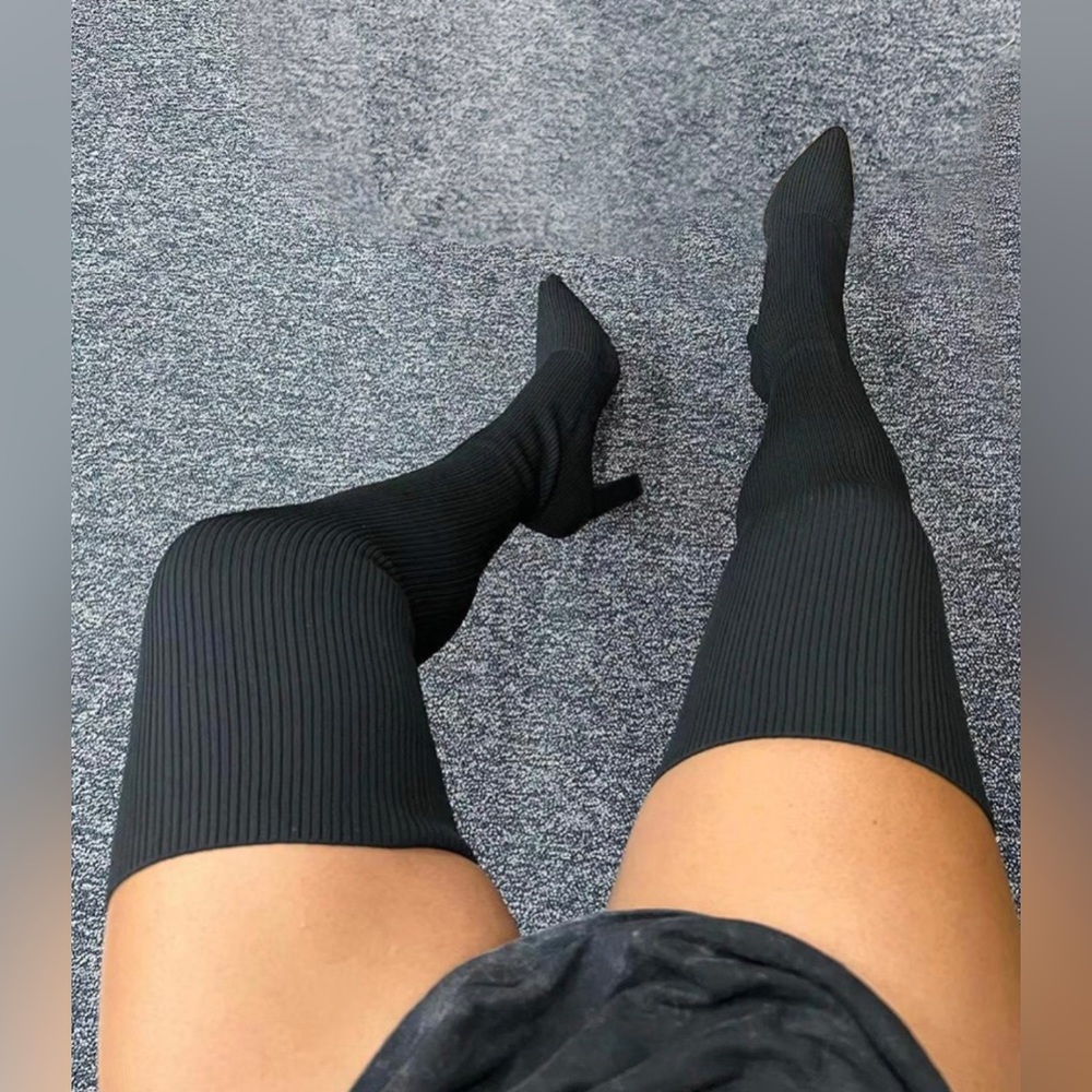 Fashion Nova Over The Knee Knitted Boots Women Size 10 elastic